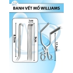 Banh vết mổ Williams 17.3cm, Banh tự hãm đầu cào( d9cm r1cm) đầu móc (d8.5cm)