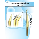 Bộ nhíp nối mi ( BAO TEST), nhíp hoa hồng đen 12.7cm D1.3cm