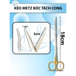 Kéo metz bóc tách 18cm cong TC,lưỡi kéo 3cm tù 1,5mm