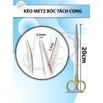 Kéo metz bóc tách 20cm cong TC lưỡi kéo 3,2cm tù 2,5mm