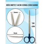 Kéo metz 14cm cong cán xanh, kéo bóc tách cong