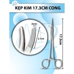 Kẹp kim 17.5cm cong, đầu D2.1cm R2mm, có tips TC không cắn chỉ tuột chỉ