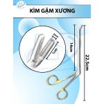Kìm gặm xương, Kẹp chỉnh hình cột sống Dài 21.5cm, chiều dài làm việc 14cm, đầu gặm lên D1cm R2mm