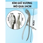 Kìm giữ xương mỏ quạ, kìm giữ xương Verbrugge 24cm Đầu to ngang 1x2,5cm  đầu nhỏ 2mmx3cm