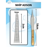Nhíp Adson 18cm không mấu, đầu nhíp D2,1cmxR1.5mm