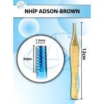 Nhíp Adson-Brown 12cm đầu nhíp D6mmxR2mm (full xanh, full vàng)