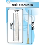 Nhíp standard KM, Nhíp phẫu tích KM 18cm, đầu nhíp D2cmxR1,5mm