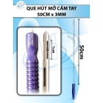 Que hút mỡ tay cầm 3mmx50cm, 3 lỗ tháp dài lỗ d1cmxr2,5mm