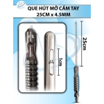 Que hút mỡ tay cầm 4,5mmx25cm, 3 lỗ dài lỗ d1cmxr2,5mm
