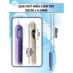 Que hút mỡ tay cầm 4,5mmx30cm, 3 lỗ tháp tròn, lỗ to d6mmxr4,5mm, 2 lỗ nhỏ d5mmxr4mm