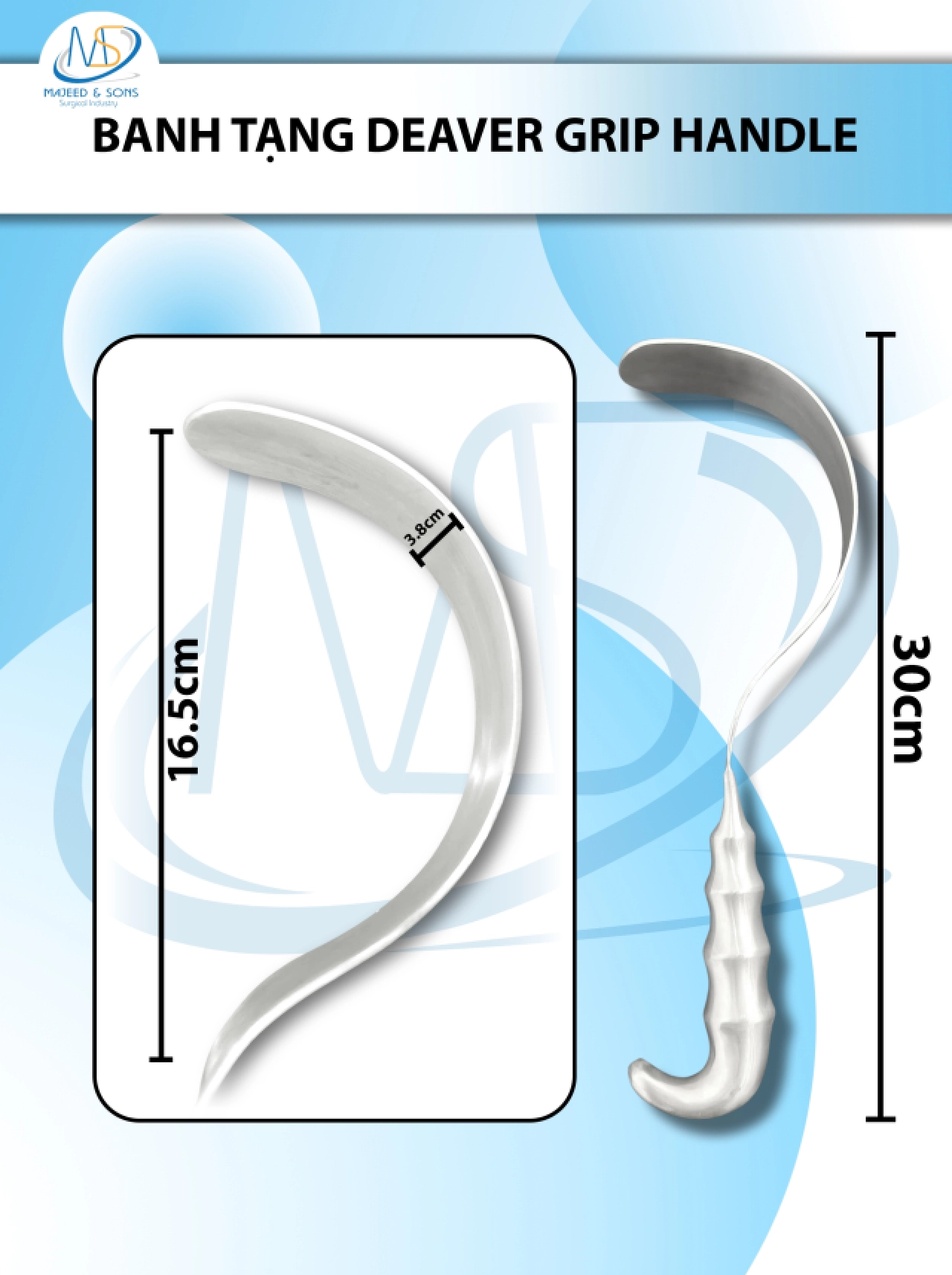 Banh tạng Deaver Grip handle Dài 30cm D16.5cm R3.8cm