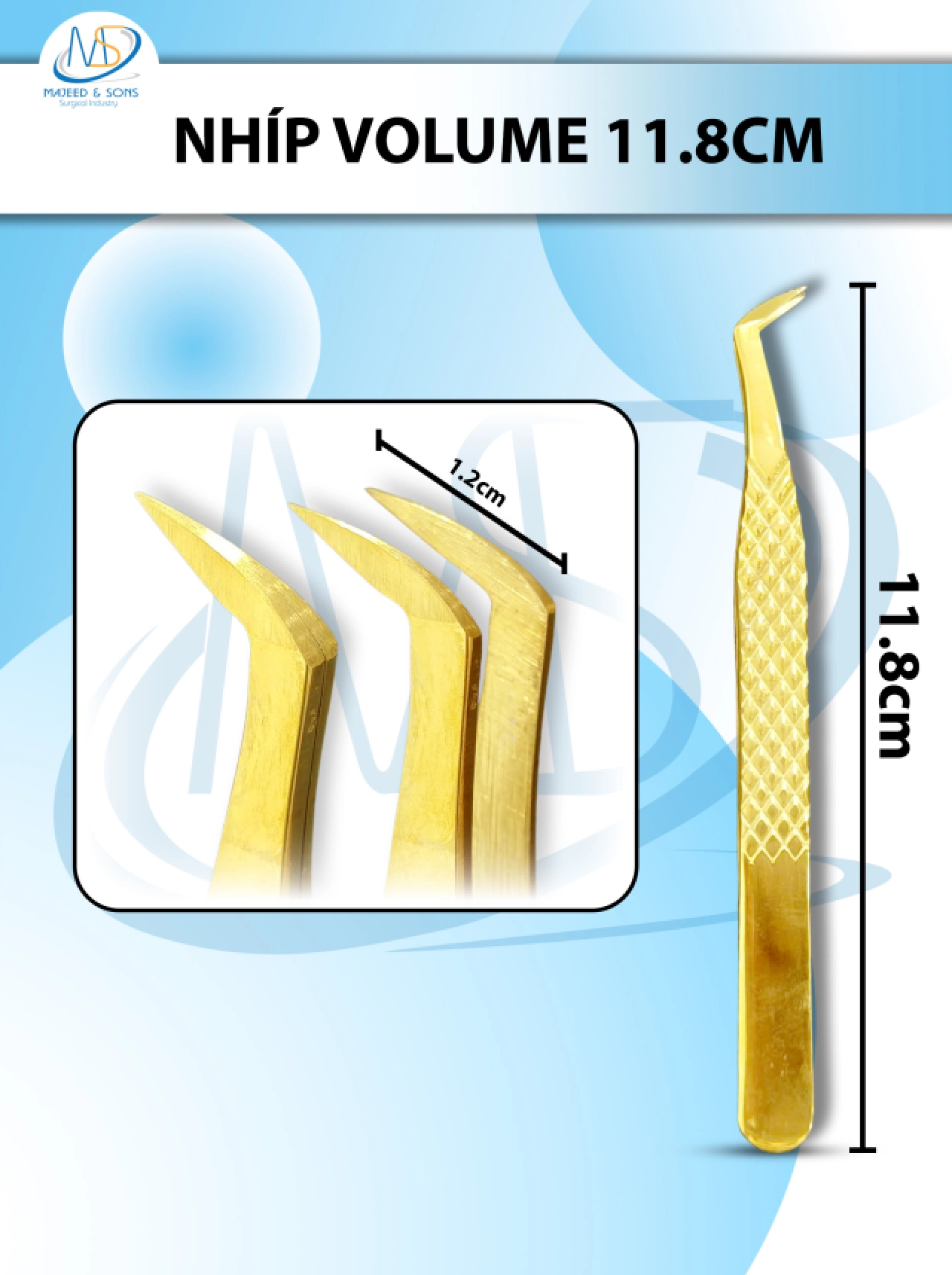 Bộ nhíp nối mi, nhíp volume 11.8cmd1.2cm ( BAO TEST) đầu khít gắp siêu nhẹ