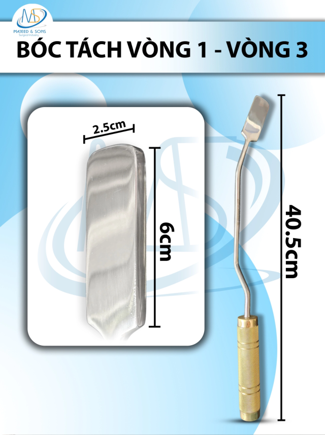 Bóc tách ngực mông Dài 40.5cm D6 R2.5cm cong trái