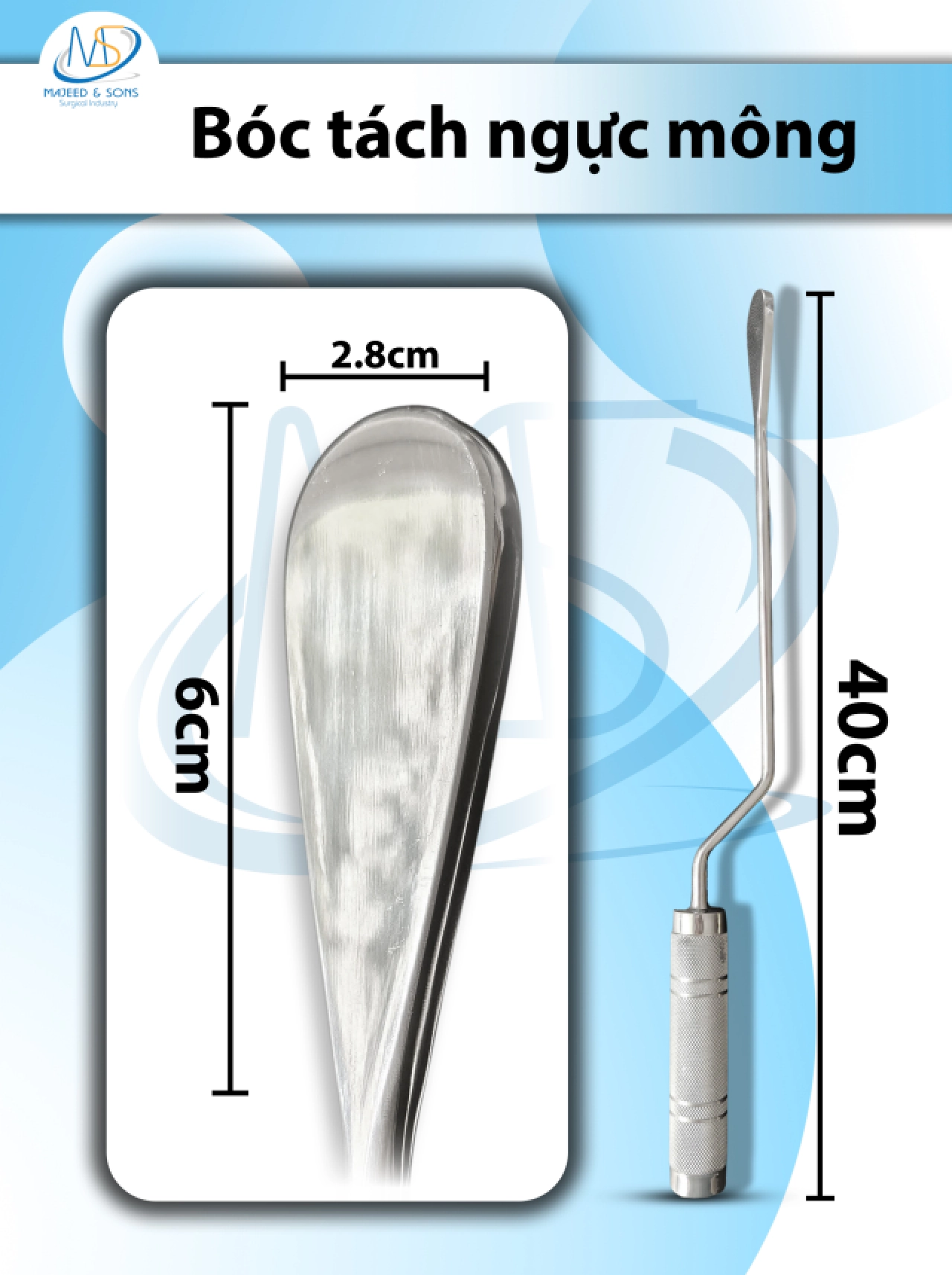 Bóc tách ngực mông Dài 40cm thân 23cm đầu D6cm R2.8cm