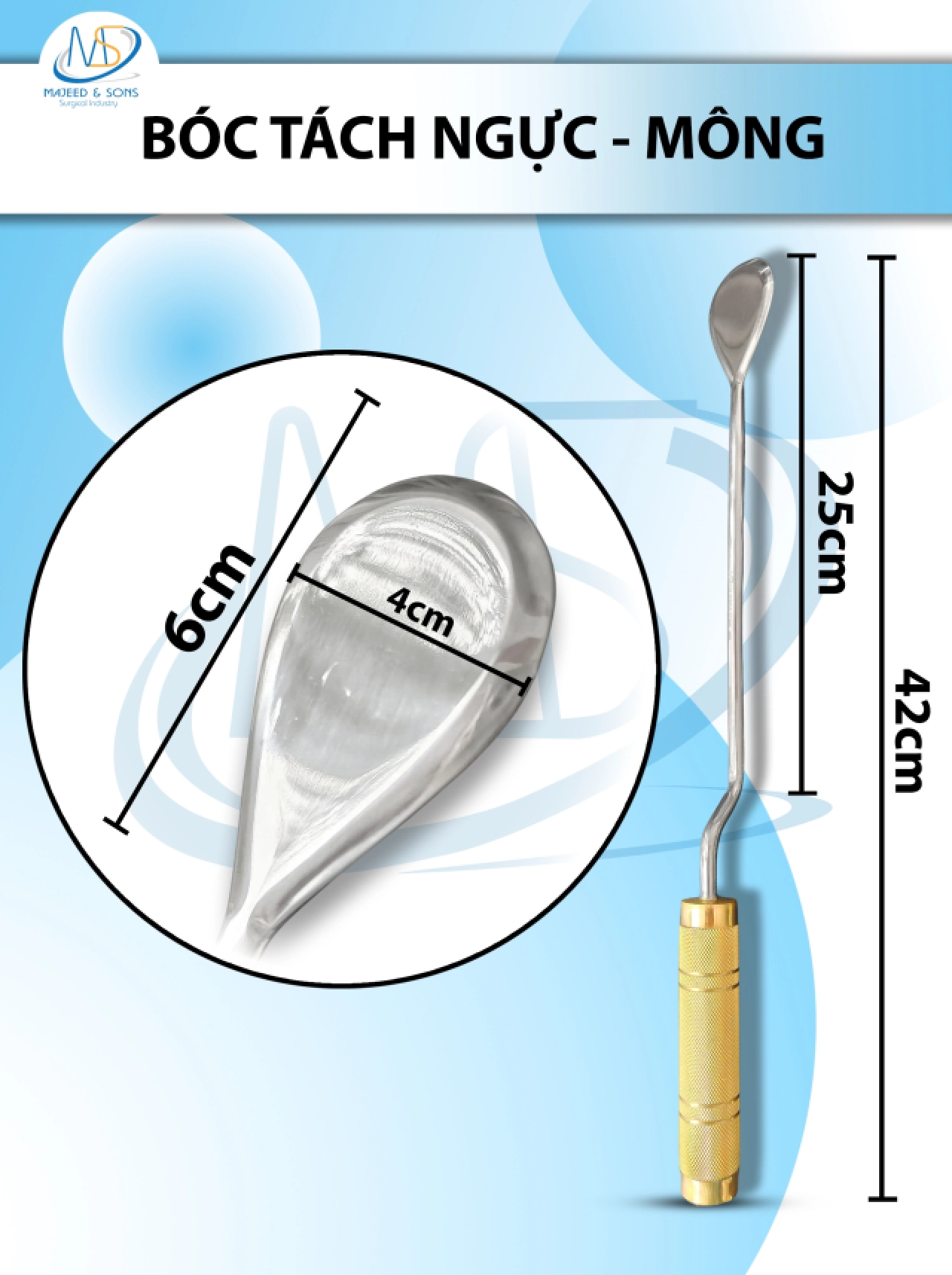 Bóc tách ngực mông Dài 42cm thân hạ 25cm D6cm R4cm