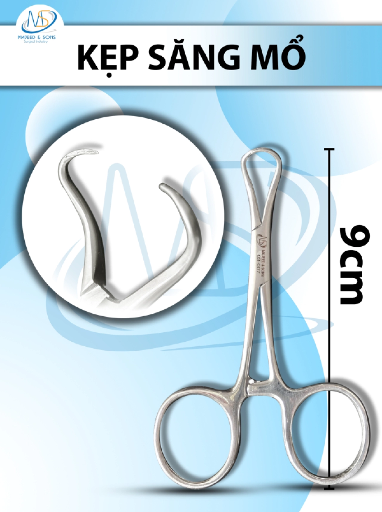 Kẹp săng mổ 9cm, kẹp khăn mổ chất lượng cao