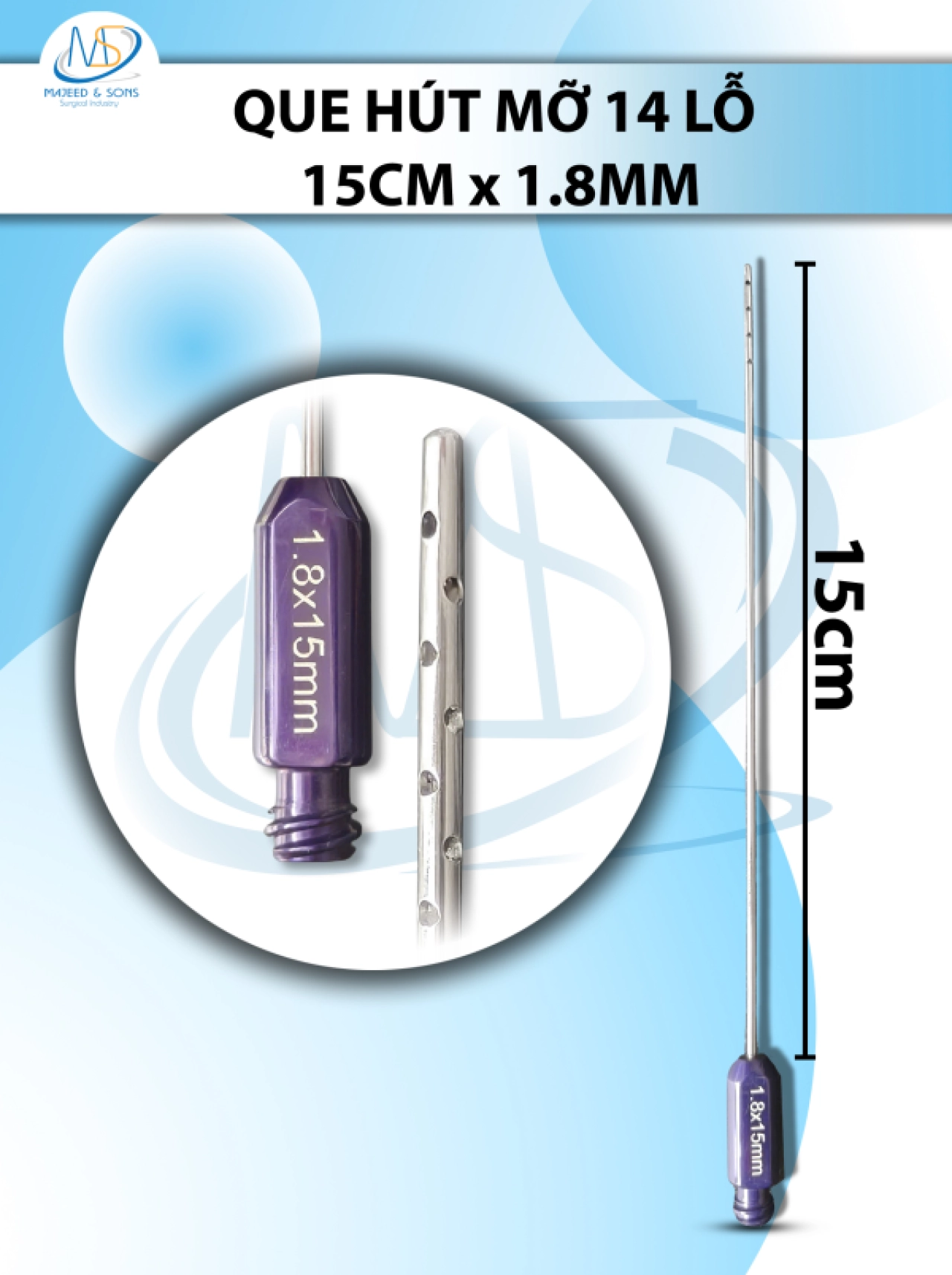 Kim tê mặt 15cm x 1.8mm 14 lỗ