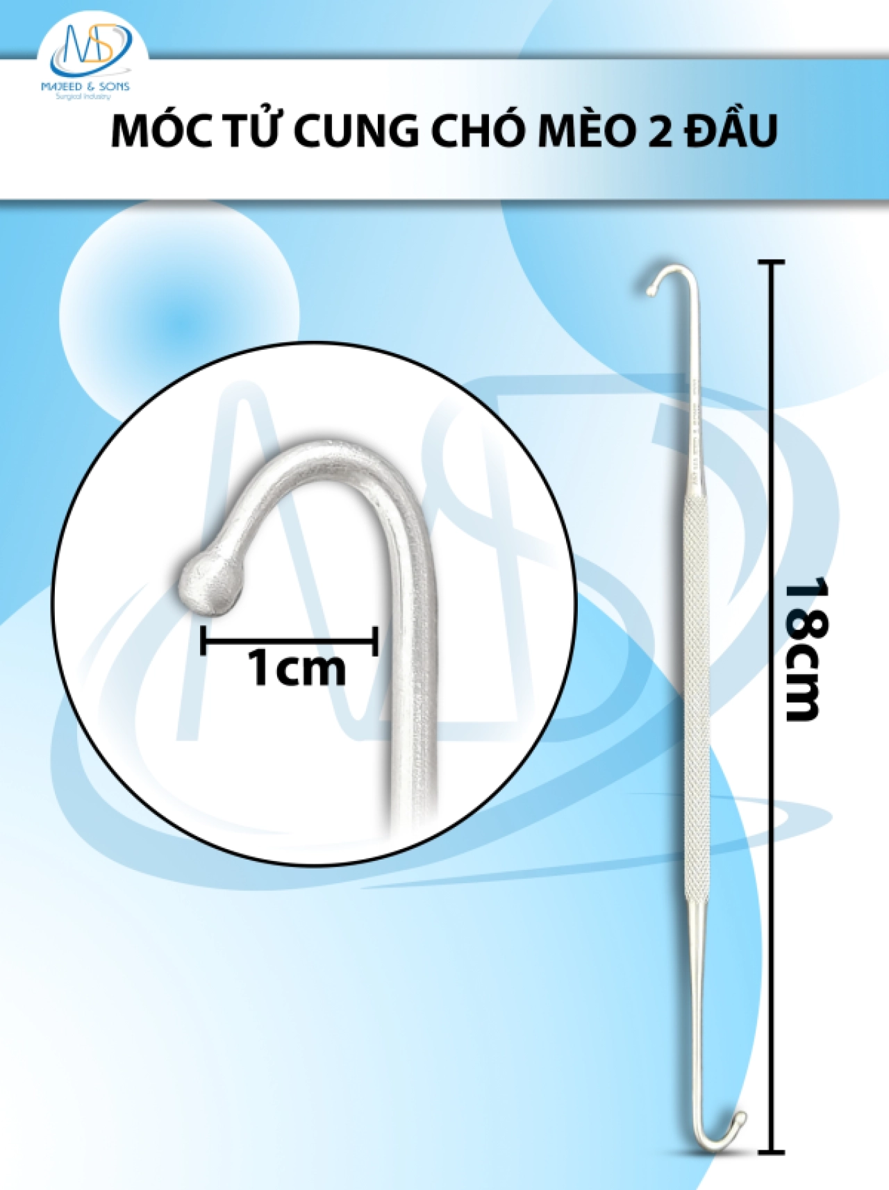 Móc tử cung chó mèo 2 đầu Dài 18cm R1cm