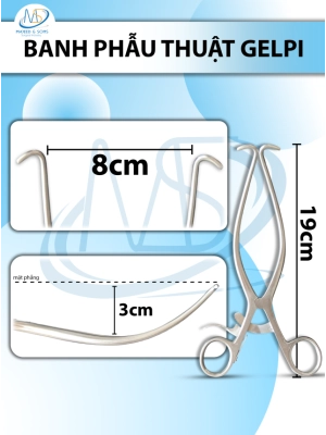 Banh Phẫu thuật Gelpi 19cm R-max 8,1cm độ cong cách mặt phẳng 3cm móc tù