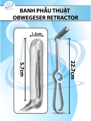 banh phẫu thuật Obwegeser Retractor, banh phẫu thuật hàm mặt 22.7cm LỚN VỪA D5.7cm r1.2cm