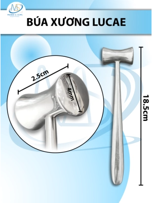 Búa xương Lucae không từ tính 18.5cm nặng 217g, d2.5cm R4mm