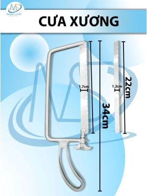 Cưa xương Dài 34cm d22cm r lớn (r1.7cm) nhỏ (r1.2cm)