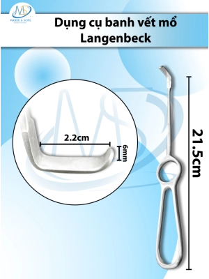 Dụng cụ banh vết mổ Langenbeck 21.5cm D2.2cm R6mm dùng trong cấy ghép Implant