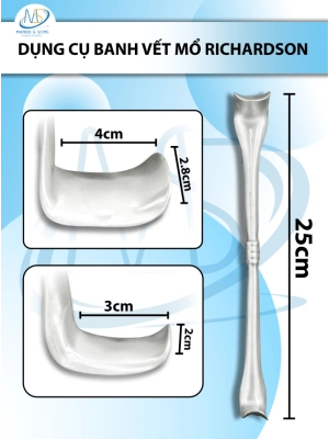 Dụng cụ banh vết mổ Richardson 2 đầu Dài 25cm Lớn (D4cm R2.8cm) nhỏ( D3cm R2cm )