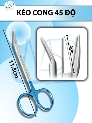 Kéo cong 45 độ,Dài 11.5cm, lưỡi D2cm
