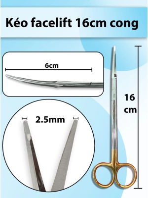 Kéo facelift 16cm cong, kéo căng da mặt