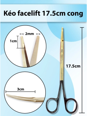 Kéo facelift 17.5cm cong, kéo căng da mặt