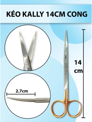 Kéo Kally 14cm cong, kéo 14cm cong, kéo y tế cong cắt bén không rít