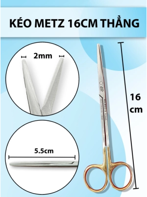 Kéo metz 16cm thẳng, kéo đầu to thân dày cắt khoẻ, kéo bóc tách gân cơ