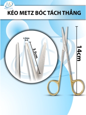 Kéo metz bóc tách 14cm thẳng TC lưỡi 3,5cm