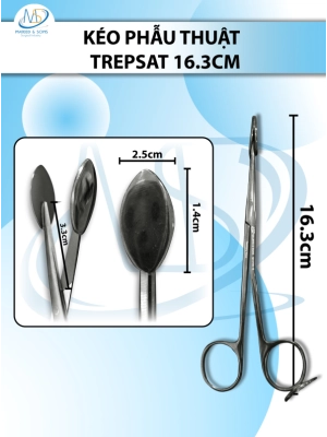 Kéo phẫu thuật căng da mặt Trepsat 16.3cmDkeo 3.3cm lá d2.5cm r1.4cm