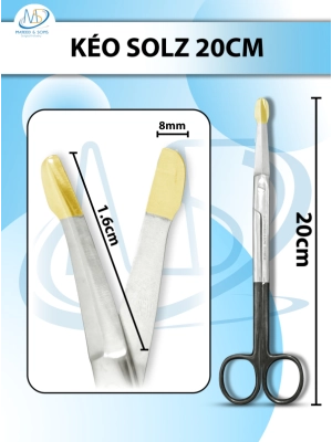 Kéo Solz 20cm, kéo phẫu thuật tạo hình D5.2cm Đầu bè D1.6cm r8mm
