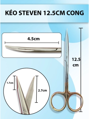 Kéo Steven 12,5cm cong, kéo cá mập, kéo phẫu mũi
