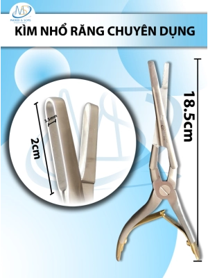 Kẹp chỉnh vách ngăn mũi có hàm cắt xuyên dài 18,5cm công thái học, đầu kẹp d2cmxr3,5mm cong 4cm