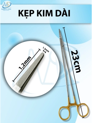Kẹp kim Dài 23cm đầu nhỏ, kẹp D1,2cm R1,3mm