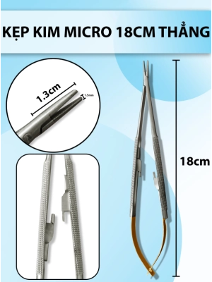 Kẹp kim micro 18cm thẳng, pen kẹp kim vanas, kẹp kim lá lúa