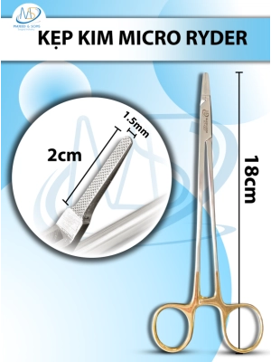 Kẹp kim Micro Ryder Dài 18cm, lưỡi kẹp 2cm rộng 1,5mm
