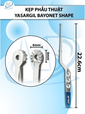 Kẹp phẫu thuật Yasargil bayonet shape 22.6cm XANH DxR6mm