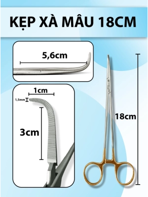 Kẹp xà mâu 18cm, pen kẹp cong 90 độ 18cm cán vàng bấm nhẹ tay
