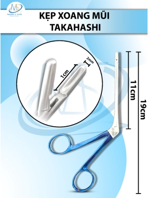 Kẹp xoang mũi, gặm xương mũi Takahashi 19cm thẳng, chiều dài làm việc 11cm , hàm kẹp 1x0.2cm