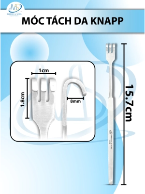 Móc tách da Knapp, móc phẫu thuật Dài 15.7cm, đầu tù D1.8cm R1cm cong 8mm