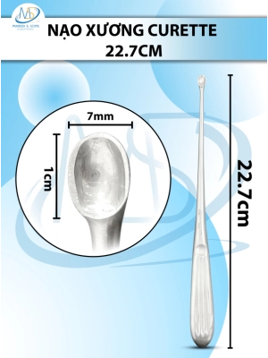 Nạo xương curette Dài 22.7cm VỪA(D1cm R7cm)