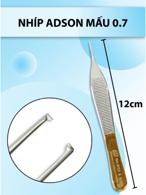Nhíp adson mấu 0.7 nỉa adson mấu, nhíp y tế, nhíp bầu mấu, nhíp adson mấu to