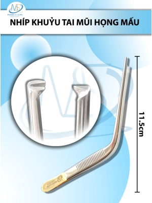 Nhíp khuỷu tai mũi họng 12.5cm Mấu, Đầu nhíp 1.5mm