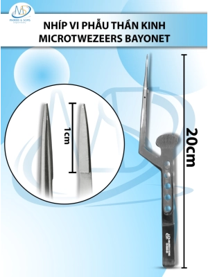 Nhíp vi phẫu thần kinh Microtwezeers Bayonet 20cm ĐEN D1cm