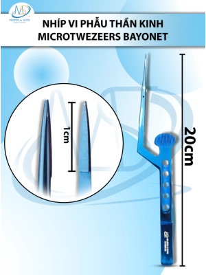 Nhíp vi phẫu thần kinh Microtwezeers Bayonet 20cm XANH D1cm
